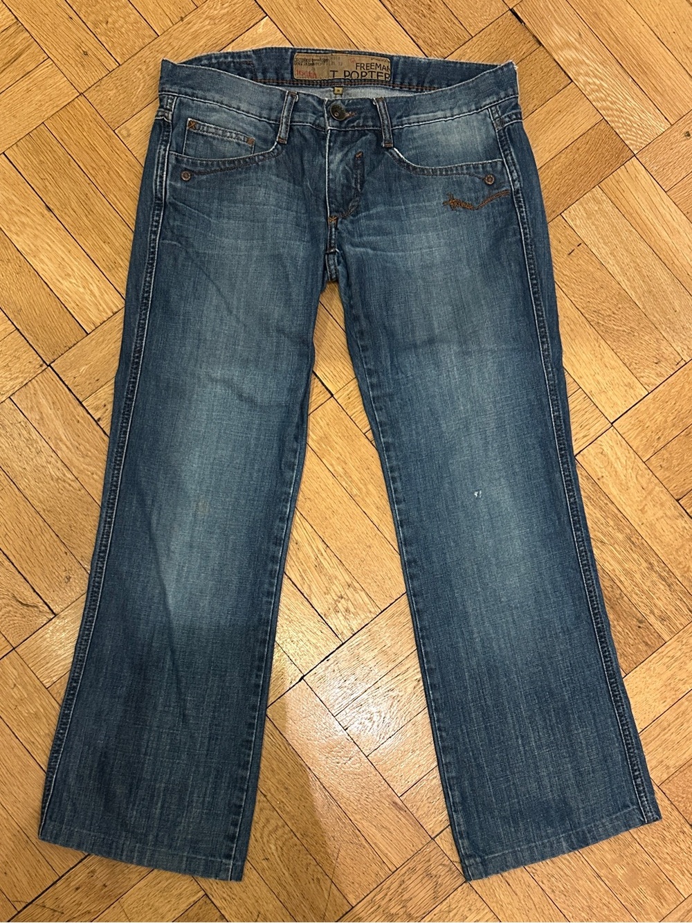 Low Rise Blue Straight-Leg Jeans